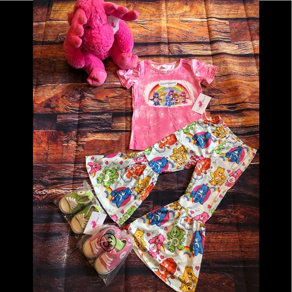 Girls Care Bears graphic Top & Bell Bottoms Pants